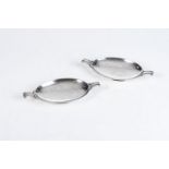 A PAIR OF GEORGE VI SILVER BUTTER DISHES, MAKER'S MARK RUBBED, LONDON, 1945 Oval, each with opposing