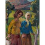 James Vicary Thackwray (South African 1919-1994) MOTHER AND DAUGHTER signed oil on canvas laid