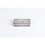 A GEORGE III SILVER SNUFF BOX, NATHANIEL MILLS, BIRMINGHAM Rectangular, hinged cover centred by a