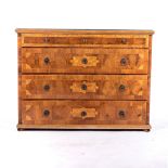 A WALNUT AND INLAID CHEST-OF-DRAWERS, 19TH CENTURY The rectangular top above a long crossbanded