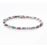 A TUTTI FRUTTI BRACELET Bezel-set with 5 round brilliant-cut diamonds weighing approximately 0,