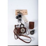 WWII MILITARY ISSUE COMPASS, three in the lot WWII British compass in leather pouch. Made in
