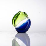 A SKRDLOVICE GLASSWORKS VASE DESIGNED BY LADISLAV PALECEK, 1977 Cobalt blue, green and clear