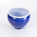 AN NGWENYA GLASS BOWL BY SIBUSISO MASHLANGA The exterior with sweeping white stripes on a blue