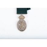 COLONIAL AUXILIARY FORCES OFFICERS DECORATION MINIATURE George V. Complete with ribbon