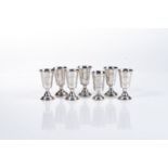 SEVEN SILVER KIDDUSH CUPS, MARKS RUBBED The largest 6,5cm high 93g all in (7) (7)