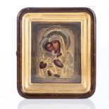 A RUSSIAN ‘THE MOTHER OF GOD OF VLADIMIR’ ICON, 19TH CENTURY Decorated to the centre with the Mother