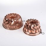 TWO COPPER JELLY MOULDS,19TH CENTURY The larger: 23cm diameter (2)