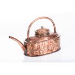 A HAMMERED COPPER KETTLE Oval, with extending spout and fixed handle, wear commensurate with agebody
