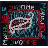 Billy and Yvonne Makhubela ( -) GUINNEA FOWL (sic) Goodman Gallery label adhered to reverse beaded