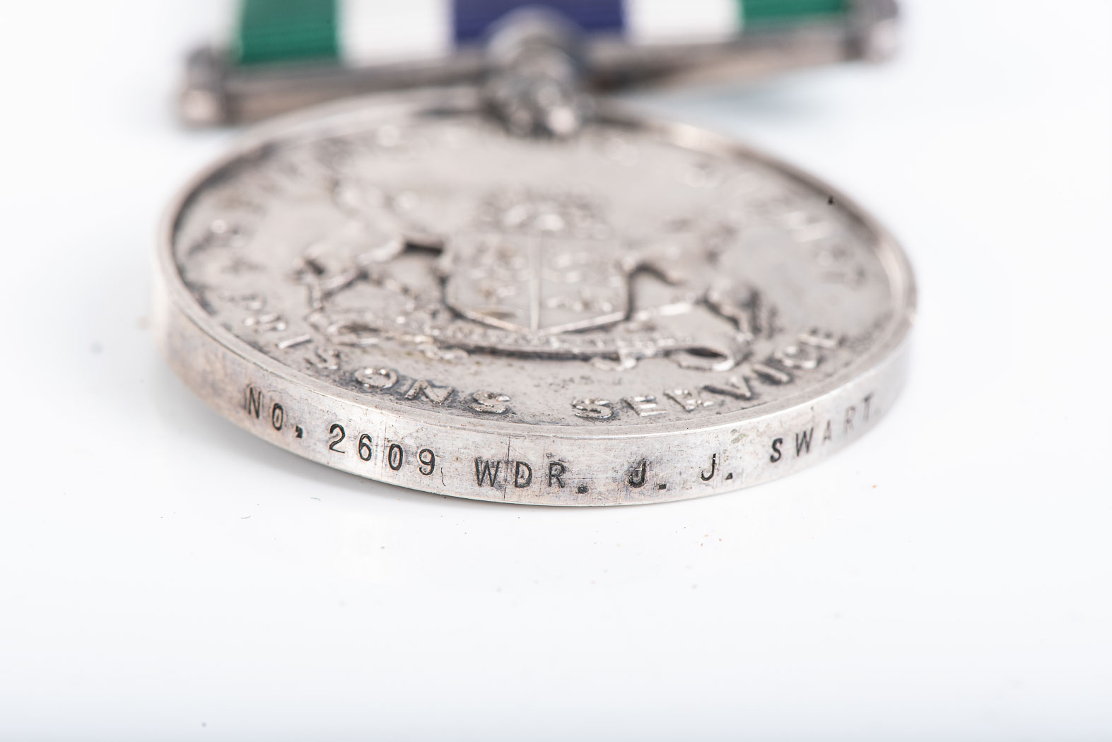 SOUTH AFRICAN FAITHFUL SERVICE PRISON MEDAL No. 2609 Warden J.J. SWART. Instituted 1965. Full size - Image 3 of 3