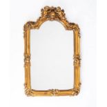 A GUILT PLATE MIRROR The rectangular cornice with moulded beading surmounted by a scroll65cm high