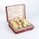 A COPELAND SPODE CASED DEMITASSE SET Comprising: each of the 6 cups and saucers with fine gilt