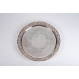 A VICTORIAN SILVER TRAY, JOHN NEWTON MAPPPIN, LONDON 1888 Circular, the pierced rim embossed with