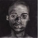Mark Hipper (South African 1960-) PORTRAIT OF A BOY signed and dated 2000 in charcoal on the reverse