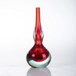 A MURANO SEGUSO VETRI D'ARTE SOMMERSO GLASS VASE Scarlet and clear22cm high