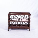 A MAHOGANY CANTERBURY, 19TH CENTURY Rectangular, each quarter-division separated by crossbars,