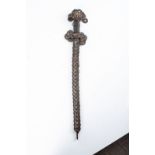 CHINESE COIN SWORD, 18TH or 19TH CENTURY Antique multiple Chinese bronze coins joined with cord to