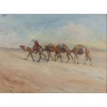European School ( 20th Century-) CAMELS signed oil on canvas 58 by 77cm