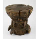 A RARE MBUNDA STOOL, ZAMBIA Carved as a female figure, distress 24,5cm high