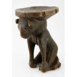 A PENDE STOOL, DEMOCRATIC REPUBLIC OF CONGO Modeled as a carved feline figure 25cm high
