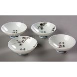 A SET OF FOUR CHINESE EGG-SHELL 'CHRYSANTHEMUM AND PRUNUS' CUPS, QING DYNASTY