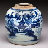 A CHINESE BLUE AND WHITE GINGER JAR, QING DYNASTY, EARLY 19TH CENTURY