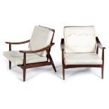 A PAIR OF MAHOGANY ARMCHAIRS, MANUFACTURED BY DUROS