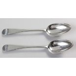 A PAIR OF GEORGE III OLD ENGLISH PATTERN SERVING SPOONS, WILLIAM ROBERTSON, EDINBURGH 1791