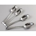 FOUR GEORGE III SILVER OLD ENGLISH PATTERN SERVING SPOONS, PROBABLY PATRICK ROBERTSON, EDINBURGH, 17