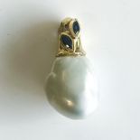 A SOUTH SEA PEARL AND SAPPHIRE PENDANT