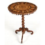 A WALNUT AND INLAID WINE TABLE, LATE 19TH CENTURY