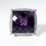 AN AMETHYST AND DIAMOND DRESS RING