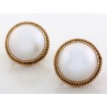 A PAIR OF MABÉ PEARL EARRINGS