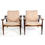 A PAIR OF ROSEWOOD MODEL 133 SPADE CHAIRS, DESIGNED BY FINN JUHL IN 1953, MANUFACTURED BY FRANCE AND