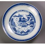 A CHINESE BLUE AND WHITE CHARGER, QING DYNASTY, 19TH CENTURY