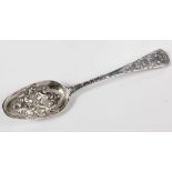 A SILVER OLD ENGLISH PATTERN BERRY SPOON, MARKS RUBBED, LONDON, 18TH CENTURY