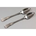 A PAIR OF VICTORIAN SILVER FIDDLE AND KING'S PATTERN BASTING SPOONS, JAMES McKAY, EDINBURGH, 1858