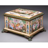 A LARGE NAPLES CAPODIMONTE PORCELAIN AND METAL-MOUNTED CASKET, LATE 19TH CENTURY