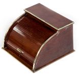 A MAHOGANY AND BRASS-MOUNTED DESKTOP CYLINDER STATIONERY BUREAU