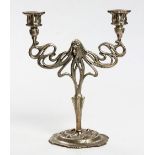 AN ART NOUVEAU SILVER METAL CANDLEHOLDER, EARLY 20TH CENTURY