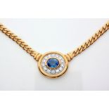 A SAPPHIRE AND DIAMOND NECKLACE