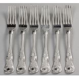 FOUR VICTORIAN SILVER KING'S PATTERN TABLE FORKS, JAMES McKAY, EDINBURGH 1848