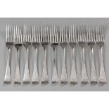 TWO GEORGE III SILVER OLD ENGLISH TABLE FORKS, WILLIAM ELEY, WILLIAM FEARN AND WILLIAM CHAWNER, LOND