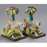 A PAIR OF ARDMORE LEOPARD CANDLEHOLDERS, 2008