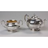 A VICTORIAN SILVER PART TEA SET, MARSHALL AND SONS, EDINBURGH, 1865