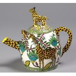 AN ARDMORE TEAPOT PAINTED BY BONNIE NTSHALINTSHALI, 1991