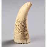 A SCRIMSHAW WHALE'S TOOTH, 19TH CENTURY