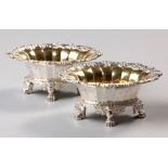 A PAIR OF GEORGE IV SILVER SALTS, PROBABLY JOHN BRIDGE FOR RUNDELL, BRIDGE AND RUNDELL, LONDON, 1824