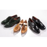 TWO PAIRS OF VINTAGE BELLINI BROGUES AND A PAIR OF WOODEN SHOE TREES
